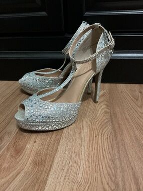Thalia Sodi, Silver High Heel Sandals 8.5